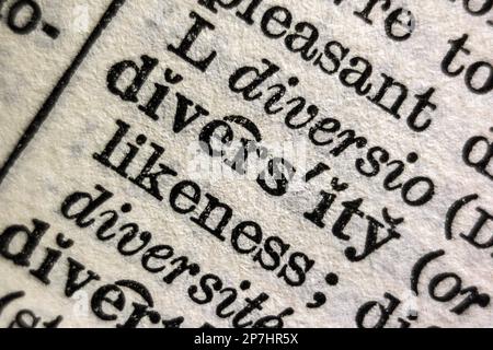 Definition of word diversity on dictionary page, close-up Stock Photo