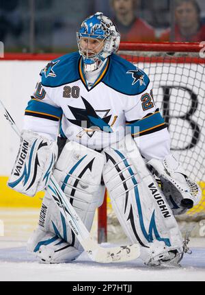 San Jose Sharks goalie Evgeni Nabokov of Kazakhstan during warm