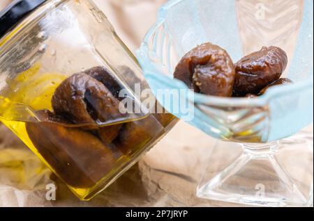 Olive Oil with Figs - Food from Quran Stock Photo