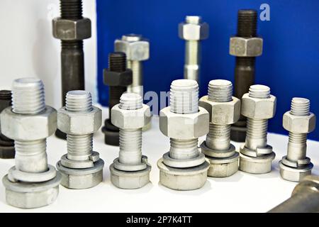 Bolts with nuts in set Stock Photo