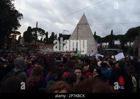 Rome, Italy. 08th Mar, 2023. 'Not one less', the demonstration for women's day in the capital. Rome Italy. March 8th 2023. Credit: antonio nardelli/Alamy Live News Credit: antonio nardelli/Alamy Live News Stock Photo