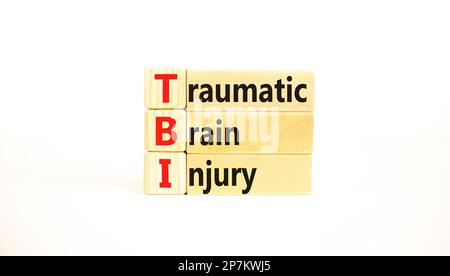 TBI traumatic brain injury symbol. Concept words TBI traumatic brain