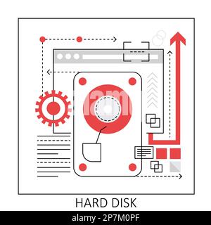 Hard disk drive storage. Cloud computing technology service vector illustration Stock Vector