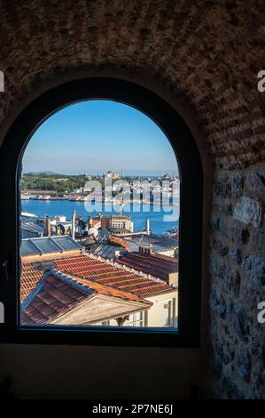 Framed view of Bosporus and Istanbul city ,Turkey Stock Photo