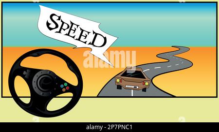Racing video games, steering wheel for cool car racing games Stock Vector
