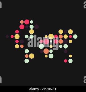 World Map Silhouette Pixelated generative pattern illustration Stock Vector