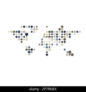 World Map Silhouette Pixelated generative pattern illustration Stock Vector