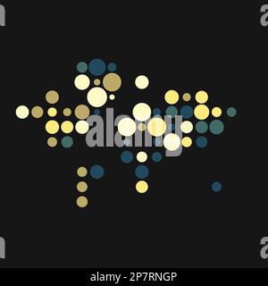 World Map Silhouette Pixelated generative pattern illustration Stock Vector
