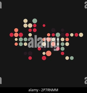 World Map Silhouette Pixelated generative pattern illustration Stock Vector