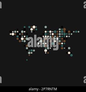 World Map Silhouette Pixelated generative pattern illustration Stock Vector