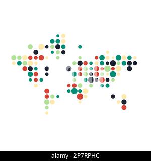 World Map Silhouette Pixelated generative pattern illustration Stock Vector