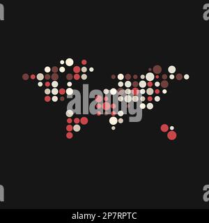World Map Silhouette Pixelated generative pattern illustration Stock Vector