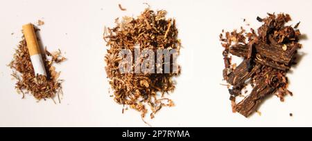 all types of tobacco products This photo shows three different types of tobacco, from left, cigarette  tobacco, Criss Cross pipe tabacco, and loose pipe tobacco from the  Georgetown Tobacco shop in Washington, photographed side by side at