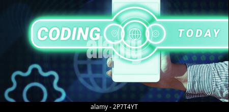Sign displaying Coding. Business idea assigning code to something for classification identification Stock Photo