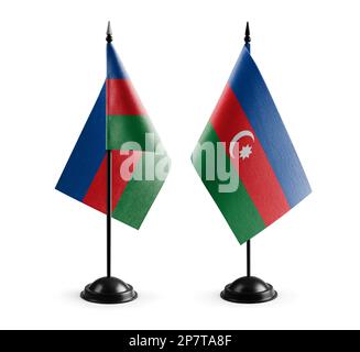 Small national flags of the Azerbaijan on a white background Stock Photo