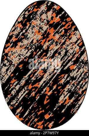 Grunge color Easter egg shape. Vector illustration. Isolated. Weathered distress Easter holiday symbol. Artistic design element for print, template Stock Vector