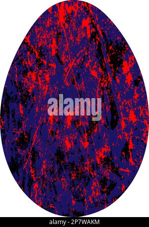 Grunge color Easter egg. Vector illustration. Isolated. Weathered distress Easter holiday symbol. Artistic design element for print, template Stock Vector