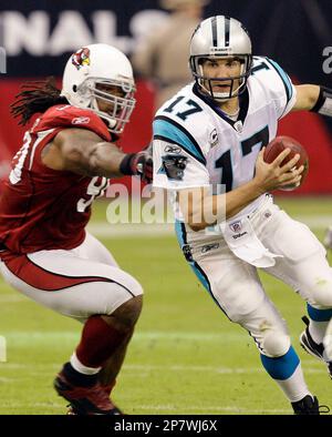 Carolina Panthers quarterback Jake Delhomme throws a pass in the first  quarter against the New York Giants at Giants Stadium in East Rutherford,  New Jersey on August 17, 2009. UPI /John Angelillo