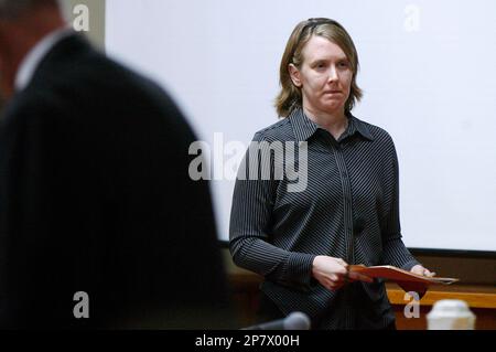 Michelle Kehoe enters the courtroom during the opening day of her