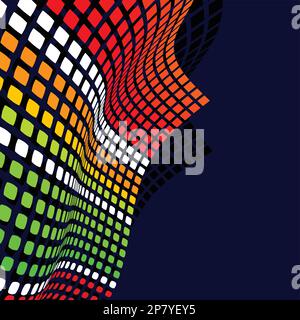 Abstract dark blue background with bright colorful dots. Vector graphic template Stock Vector