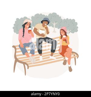 Teens eating out isolated cartoon vector illustration set. Grimacing ...