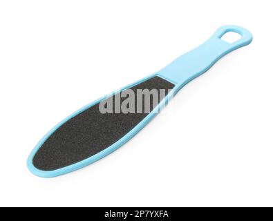 Light blue foot file on white background. Pedicure tool Stock Photo