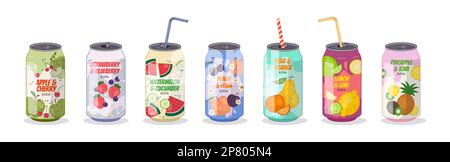 Set of fruit soda Stock Vector