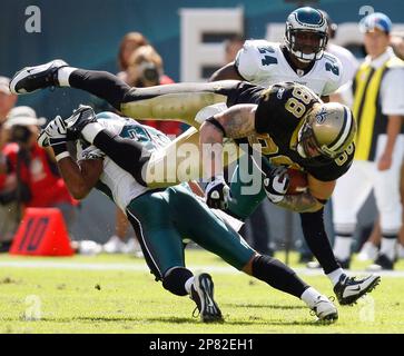 Philadelphia Eagles cornerback Macho Harris (35) dives for yardage in the  second half of an NFL football game against the San Francisco 49ers,  Sunday, Dec. 20, 2009, in Philadelphia. Philadelphia won 27-13. (