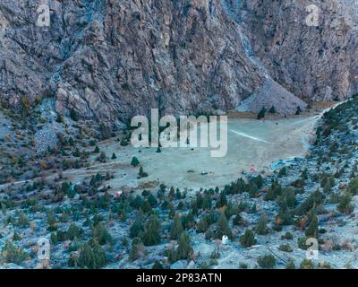 World’s highest-altitude natural cricket stadium built in Pakistan’s scenic region of Gilgit-Baltistan was opened. The Pissan Cricket Stadium is locat Stock Photo