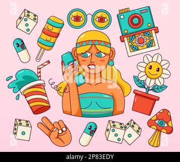 Hippie Woman Peace And Love Stock Vector Image & Art - Alamy