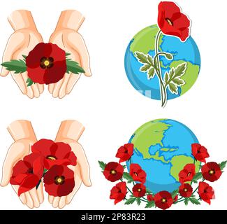 Set of mix red poppy illustration Stock Vector Image & Art - Alamy
