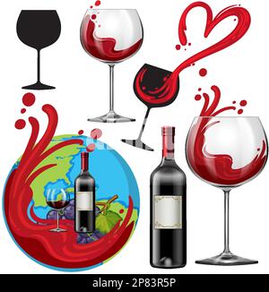 Mix set of red wine illustration Stock Vector Image & Art - Alamy