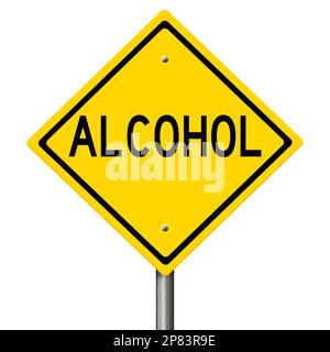Yellow highway sign warning about substance abuse Stock Photo