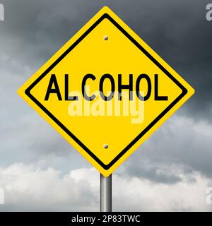Yellow highway sign warning about substance abuse Stock Photo
