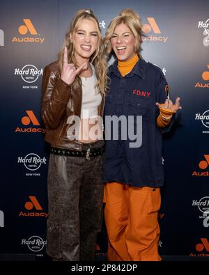 New York, USA. 08th Mar, 2023. Ingrid Andress and Jax arrive on the red carpet for Audacy's “Leading Ladies” event in honor of International Women's Day at the Hard Rock Hotel in New York, New York, on Mar. 8, 2023. (Photo by Gabriele Holtermann/Sipa USA) Credit: Sipa USA/Alamy Live News Stock Photo