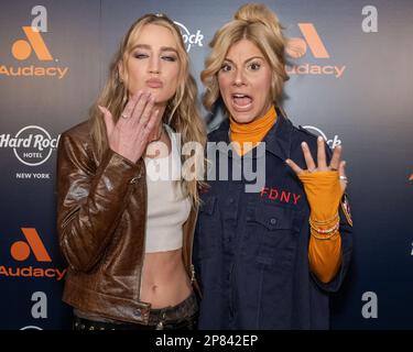 New York, USA. 08th Mar, 2023. Ingrid Andress and Jax arrive on the red carpet for Audacy's “Leading Ladies” event in honor of International Women's Day at the Hard Rock Hotel in New York, New York, on Mar. 8, 2023. (Photo by Gabriele Holtermann/Sipa USA) Credit: Sipa USA/Alamy Live News Stock Photo