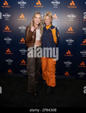 New York, USA. 08th Mar, 2023. Ingrid Andress and Jax arrive on the red carpet for Audacy's “Leading Ladies” event in honor of International Women's Day at the Hard Rock Hotel in New York, New York, on Mar. 8, 2023. (Photo by Gabriele Holtermann/Sipa USA) Credit: Sipa USA/Alamy Live News Stock Photo