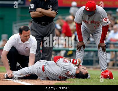 Cincinnati Reds' Chris Dickerson plays in the baseball game between the Pittsburgh  Pirates and the Cincinnati Reds in Pittsburgh, Friday, April 16, 2010. (AP  Photo/Keith Srakocic Stock Photo - Alamy