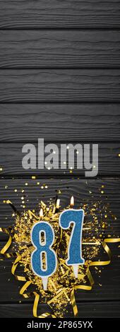 Birthday candle number 87 - Vertical anniversary card with green ...