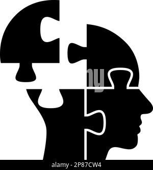 Puzzle shaped human head icon as concept of integrity of focus and integrity Stock Vector