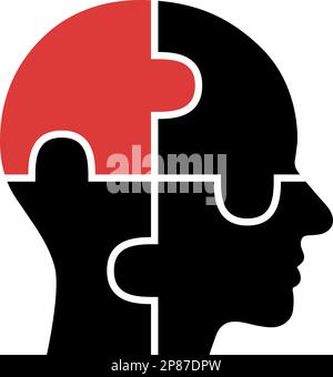 Human head made of four puzzle pieces icon Stock Vector