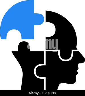 Puzzle shaped human head icon as concept of integrity of knowledge and control Stock Vector