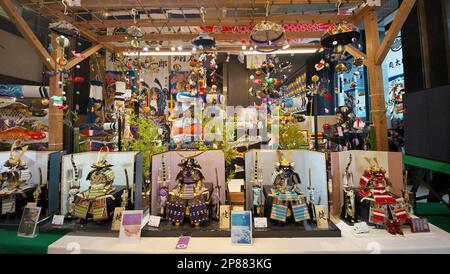 Tokyo, Japan. 09th Mar, 2023. Japan's traditional doll maker Kyugetsu displays Japan's traditional 'Boys' May Festival dolls' at headquarters of traditional doll maker Kyugetsu in Tokyo, Japan on Thursday, March 9, 2023. Photo by Keizo Mori/UPI Credit: UPI/Alamy Live News Stock Photo