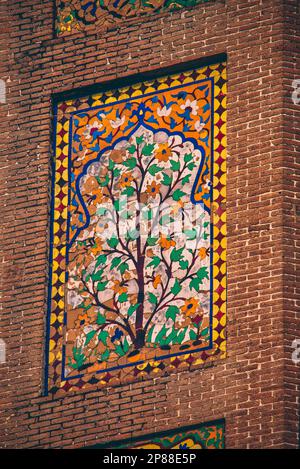 Teams of artists from all over the empire, using artistic techniques and decorative illustrations for their birthdays, adorn this royal mosque with a Stock Photo