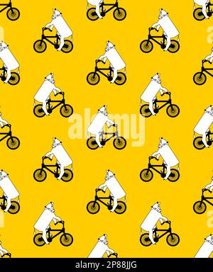 Cow on bike pattern seamless. Ornament of kids fabric Stock Vector