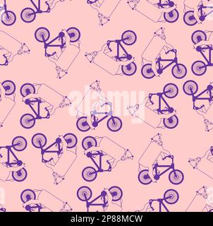 Cow on bike pattern seamless. Ornament of kids fabric Stock Vector