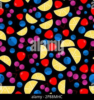 Fruit for cocktail mix pattern seamless. Vector background Stock Vector
