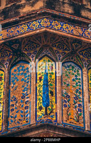 Teams of artists from all over the empire, using artistic techniques and decorative illustrations for their birthdays, adorn this royal mosque with a Stock Photo