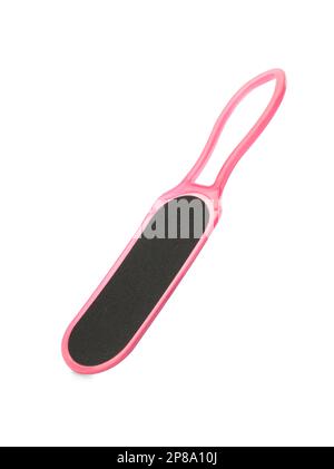 Pink foot file on white background. Pedicure tool Stock Photo