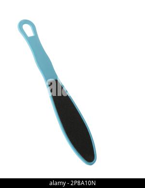 Light blue foot file on white background. Pedicure tool Stock Photo